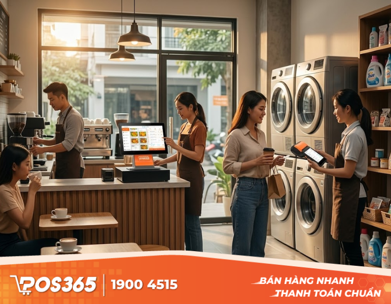 Mô hình cafe kết hợp tiệm giặt là hoặc shop nhỏ