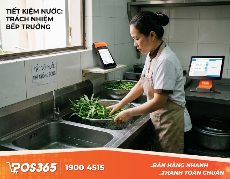 Chống lãng phí nước sạch trong từng khâu sơ chế và dọn rửa