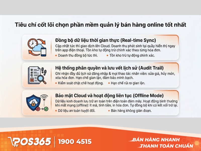 Tiêu chí cốt lõi chọn phần mềm quản lý bán hàng online tốt nhất