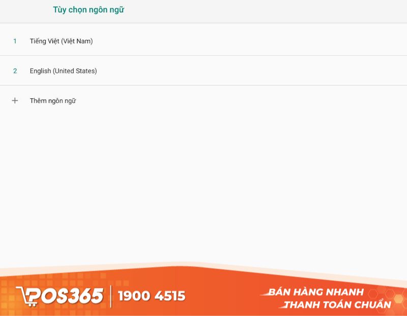 Các bước thiết lập giao diện song ngữ (Anh/Trung/Hàn) trên hệ thống POS365