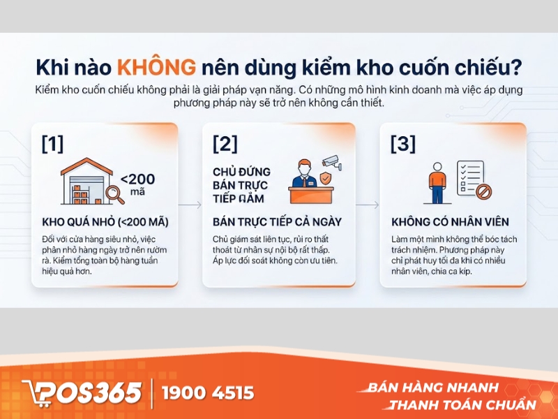 Khi nào KHÔNG nên dùng kiểm kho cuốn chiếu?