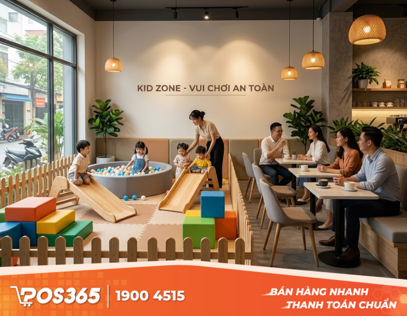 Thiết kế khu vui chơi trẻ em (Kid Zone) ngay trong quán