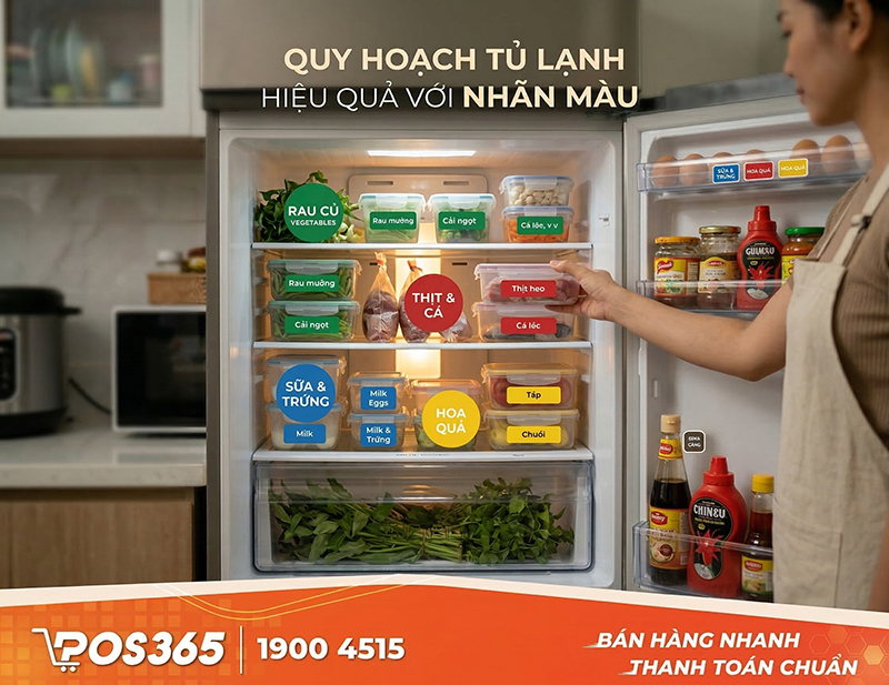 Quy hoạch tủ lạnh bằng hệ thống nh&atilde;n d&aacute;n m&agrave;u hiệu quả