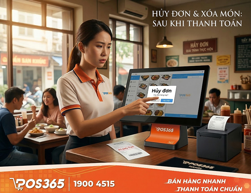 Hủy h&oacute;a đơn, x&oacute;a m&oacute;n sau khi kh&aacute;ch đ&atilde; thanh to&aacute;n