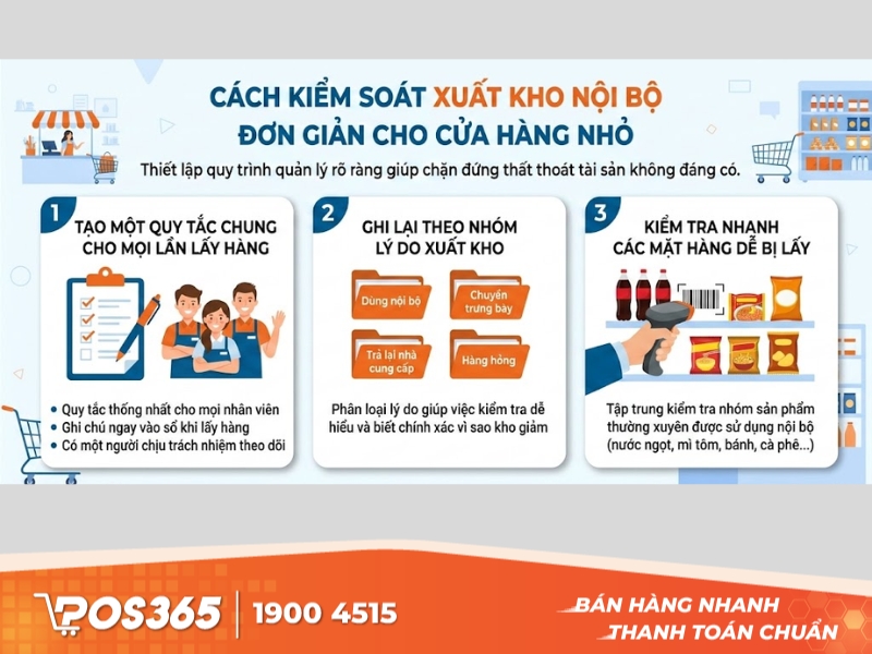 Cách kiểm soát xuất kho nội bộ đơn giản cho cửa hàng nhỏ