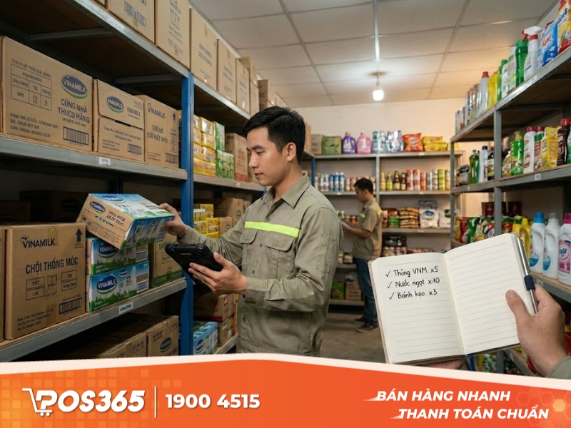 Một cách phổ biến hiện nay: ghi nhận xuất kho ngay khi lấy hàng