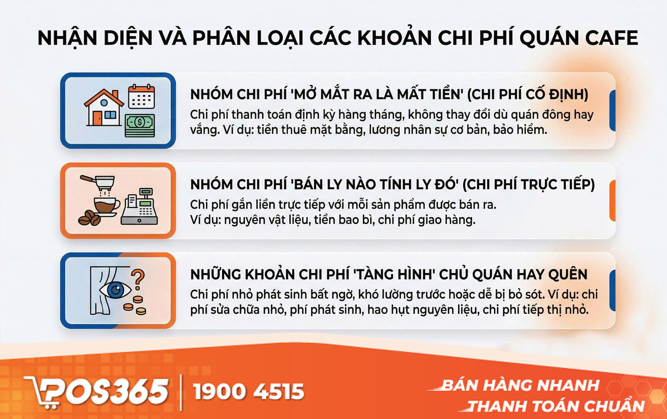 Nhận diện v&agrave; ph&acirc;n loại c&aacute;c khoản chi ph&iacute; của qu&aacute;n cafe