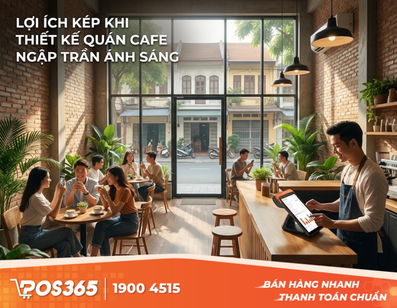 Lợi ích kép khi thiết kế quán cafe ngập tràn ánh sáng