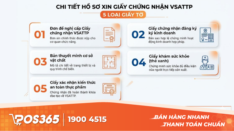 Chi tiết 5 loại giấy tờ trong hồ sơ xin giấy chứng nhận VSATTP