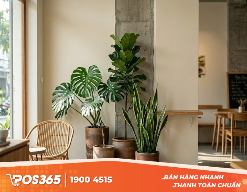 Nhóm cây thân cao trang trí góc tường, che khuyết điểm không gian