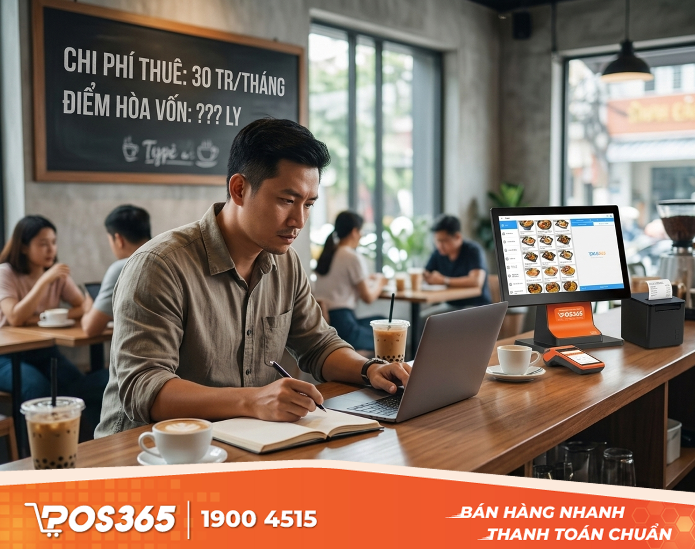 Thuê nhà 30 triệu/tháng, cần bán bao nhiêu ly để hòa vốn?