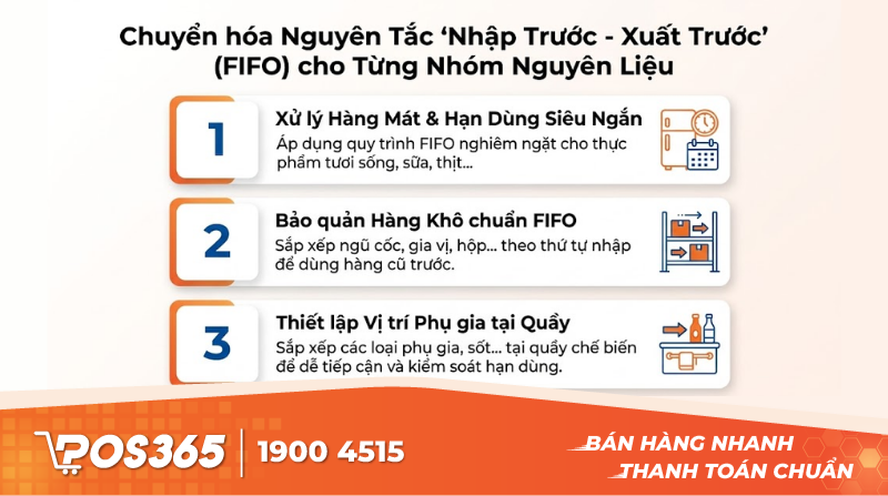 Chuyển h&oacute;a nguy&ecirc;n tắc Nhập trước - Xuất trước v&agrave;o từng nh&oacute;m nguy&ecirc;n liệu