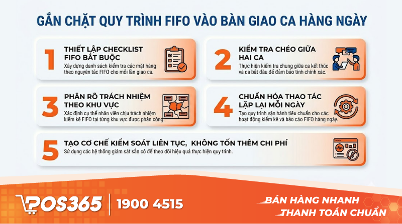 Gắn chặt quy tr&igrave;nh FIFO v&agrave;o c&ocirc;ng việc b&agrave;n giao ca h&agrave;ng ng&agrave;y