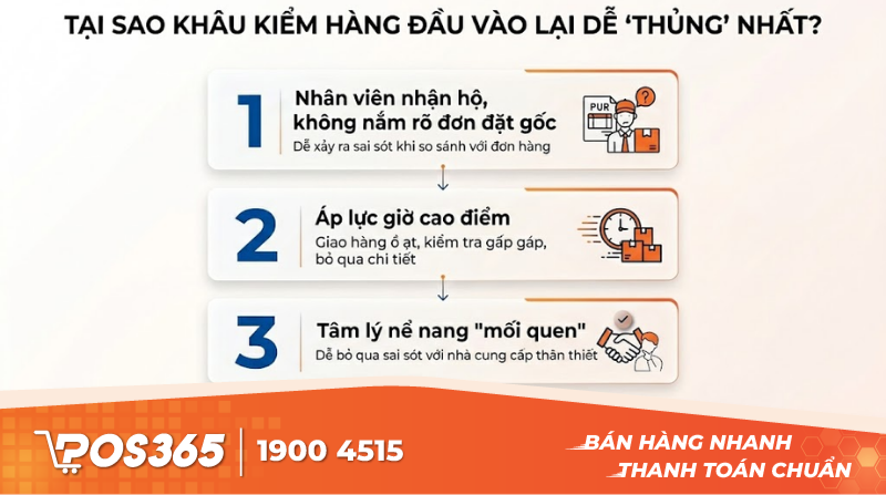 Tại sao kh&acirc;u kiểm h&agrave;ng đầu v&agrave;o lại dễ thủng nhất?