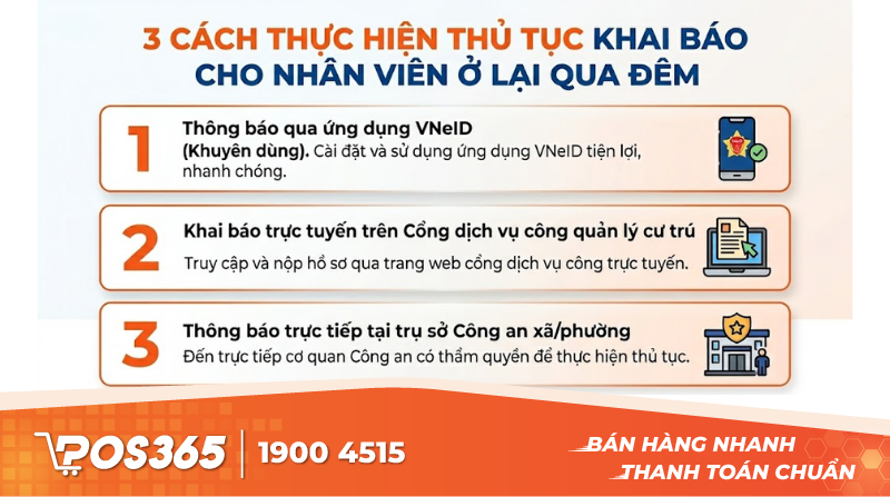 3 c&aacute;ch thực hiện thủ tục khai b&aacute;o cho nh&acirc;n vi&ecirc;n ở lại qua đ&ecirc;m