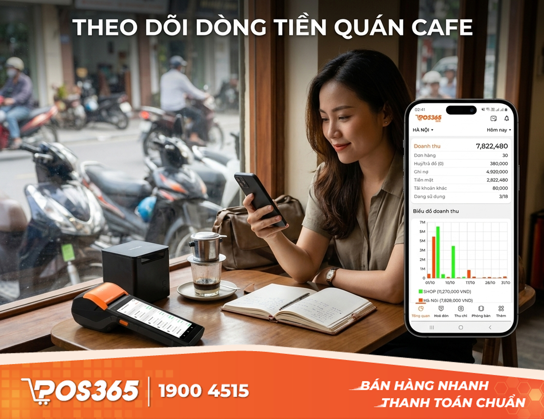 C&aacute;ch theo d&otilde;i d&ograve;ng tiền qu&aacute;n cafe ngay tr&ecirc;n điện thoại c&ugrave;ng POS365