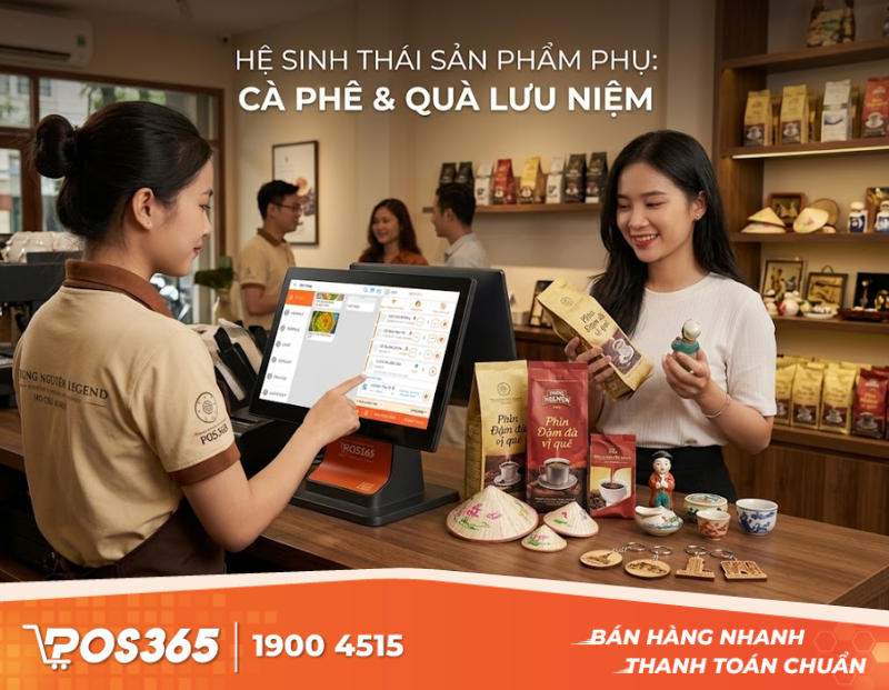 Xây dựng hệ sinh thái sản phẩm phụ (Bán cà phê rang xay đóng gói, quà lưu niệm)