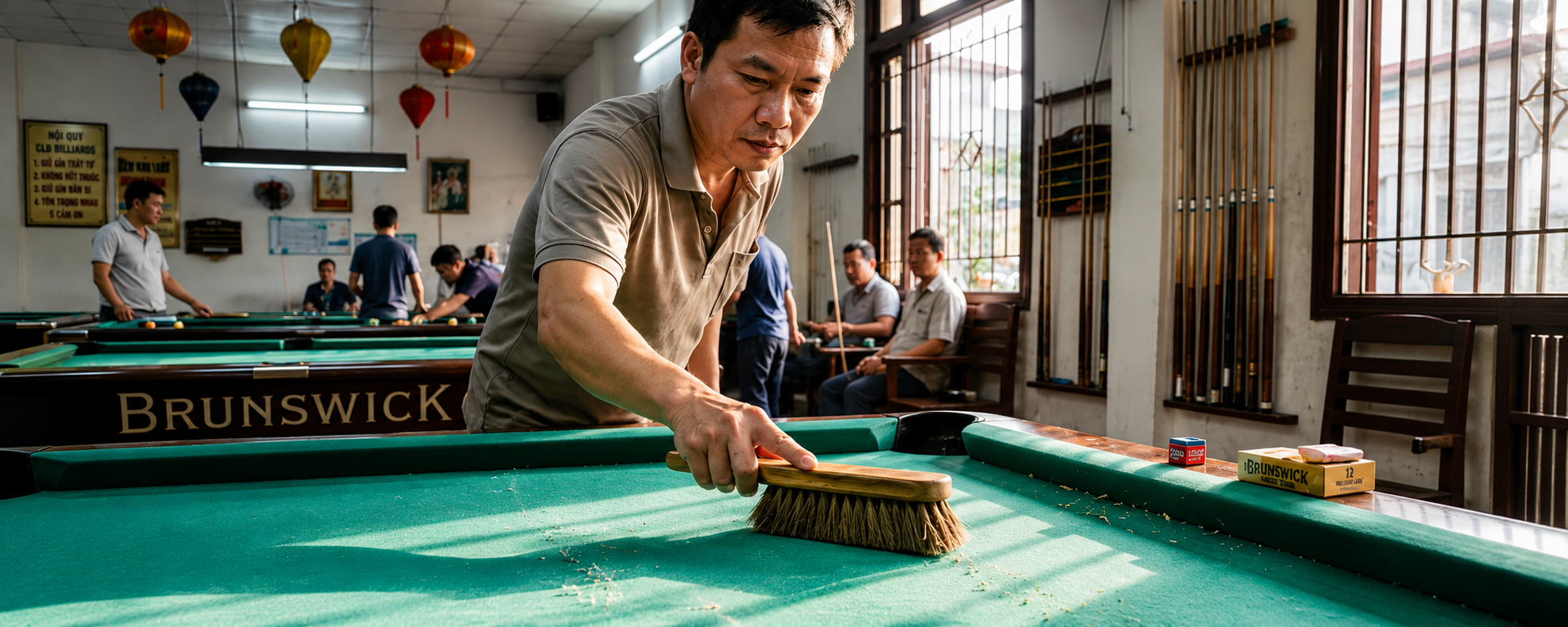 Cách chải nỉ và bảo quản bàn bida tránh hao mòn, xù lông