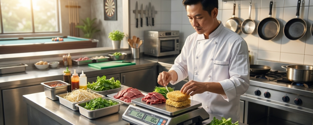 Kiểm soát định lượng bếp nấu (cơm rang, mì xào) cho quán bida