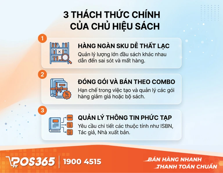 3 Khó khăn đặc thù rút cạn công sức của chủ nhà sách