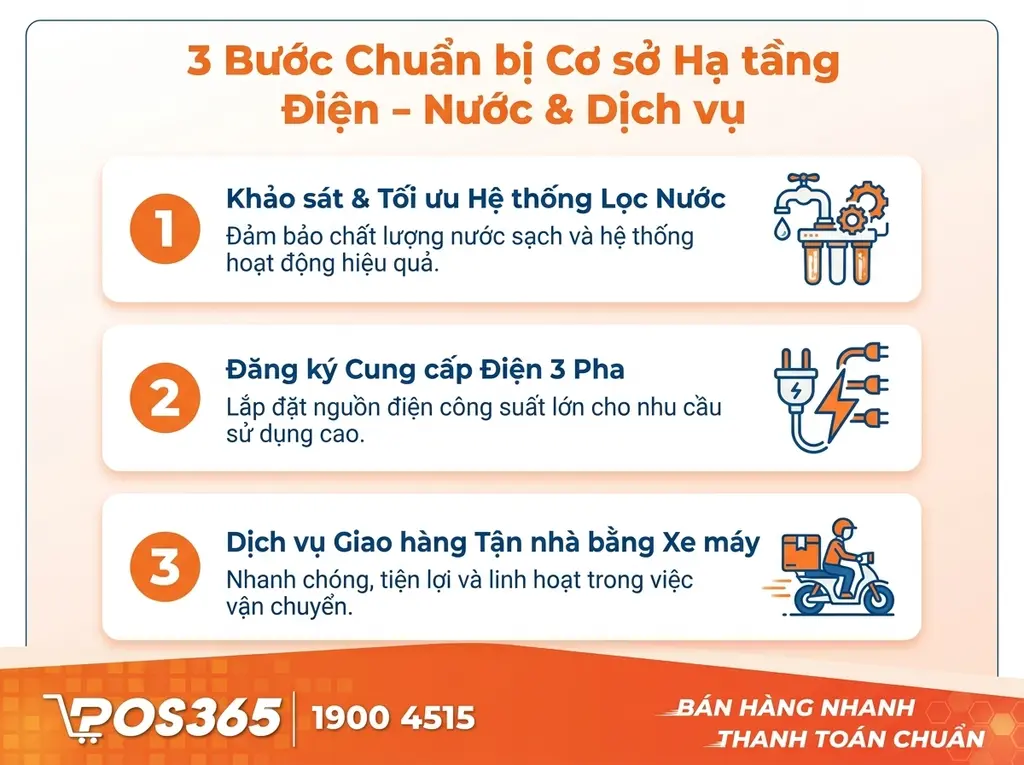 3 Bước chuẩn bị hạ tầng điện nước v&agrave; dịch vụ