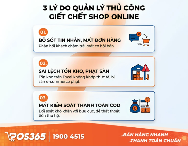 3 Lý do làm thủ công (Excel/Sổ sách) sẽ "giết chết" shop online của bạn