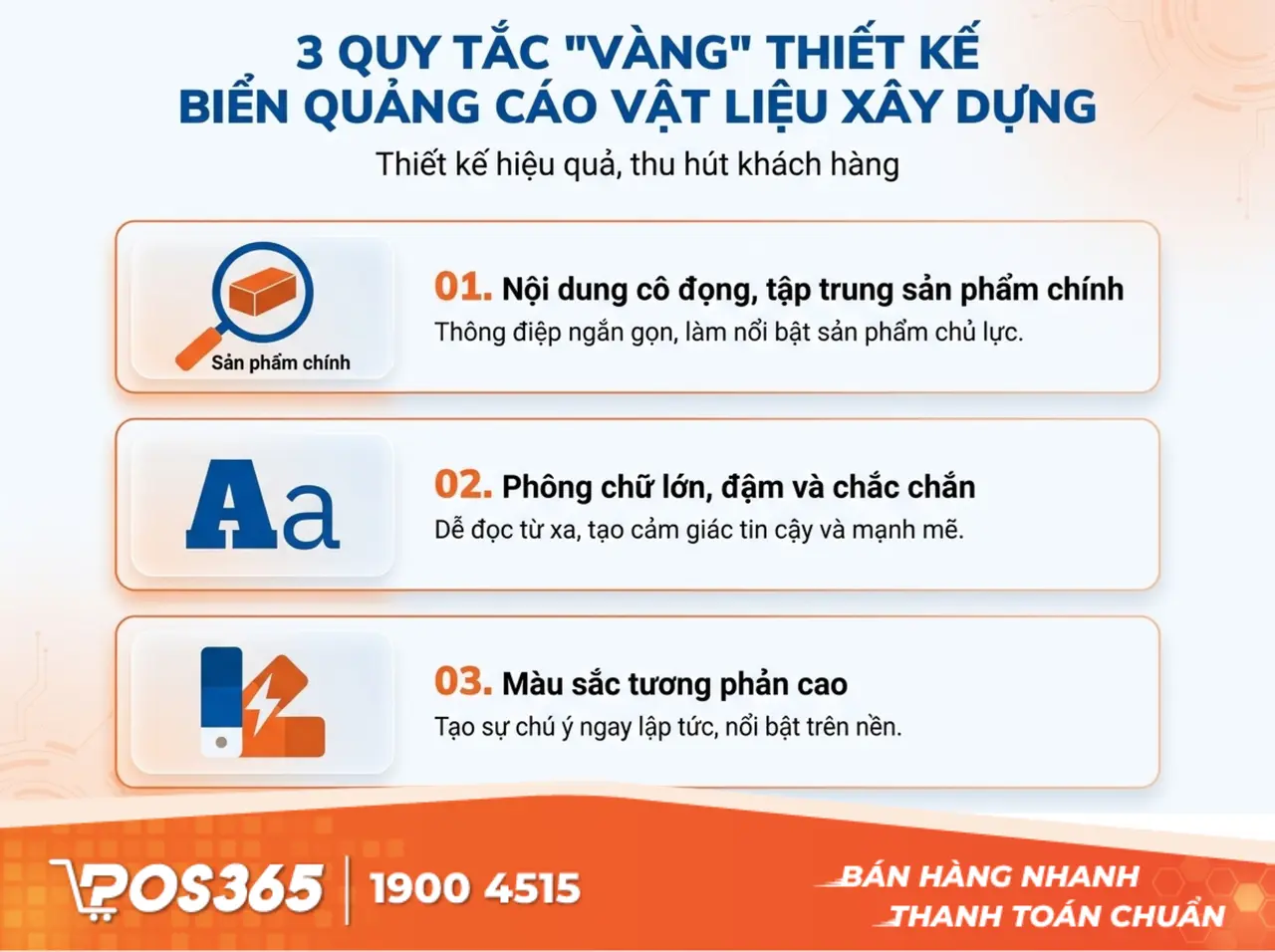3 Nguy&ecirc;n tắc "v&agrave;ng" khi thiết kế bảng hiệu cửa h&agrave;ng vật liệu x&acirc;y dựng