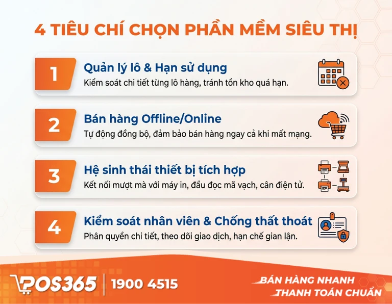 4 tiêu chí cốt lõi khi lựa chọn phần mềm cho siêu thị