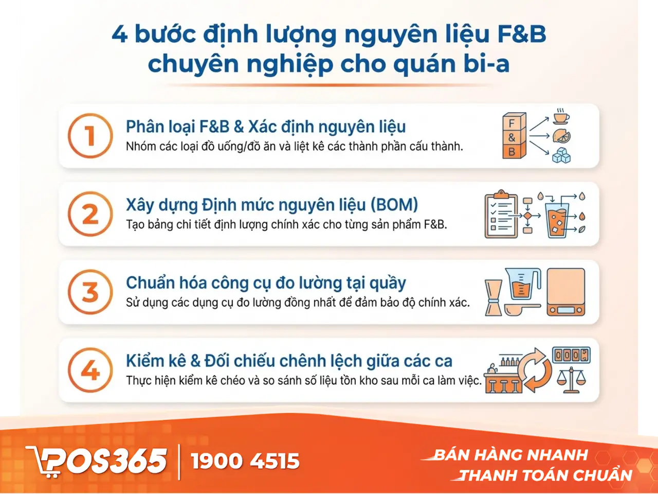 4 bước định lượng nguyên liệu F&B quán bida chuẩn chuyên nghiệp