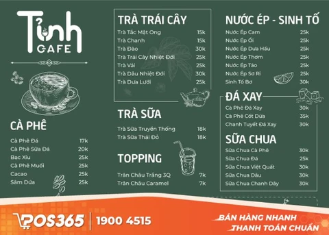 Menu cho quán cafe theo phong cách bohemian