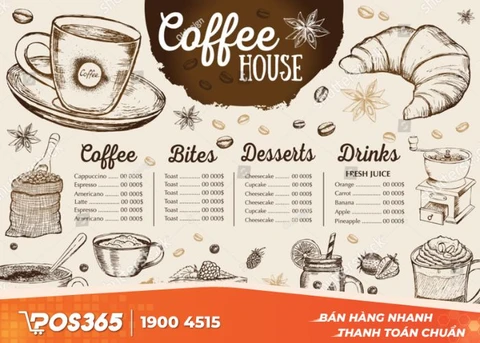 Menu cho quán cafe theo phong cách bohemian
