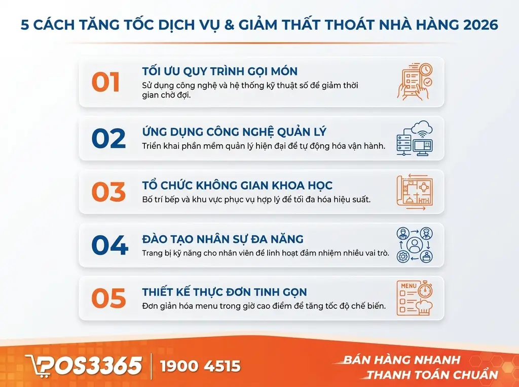 5 Cách tăng tốc độ phục vụ nhà hàng giảm thất thoát 2026