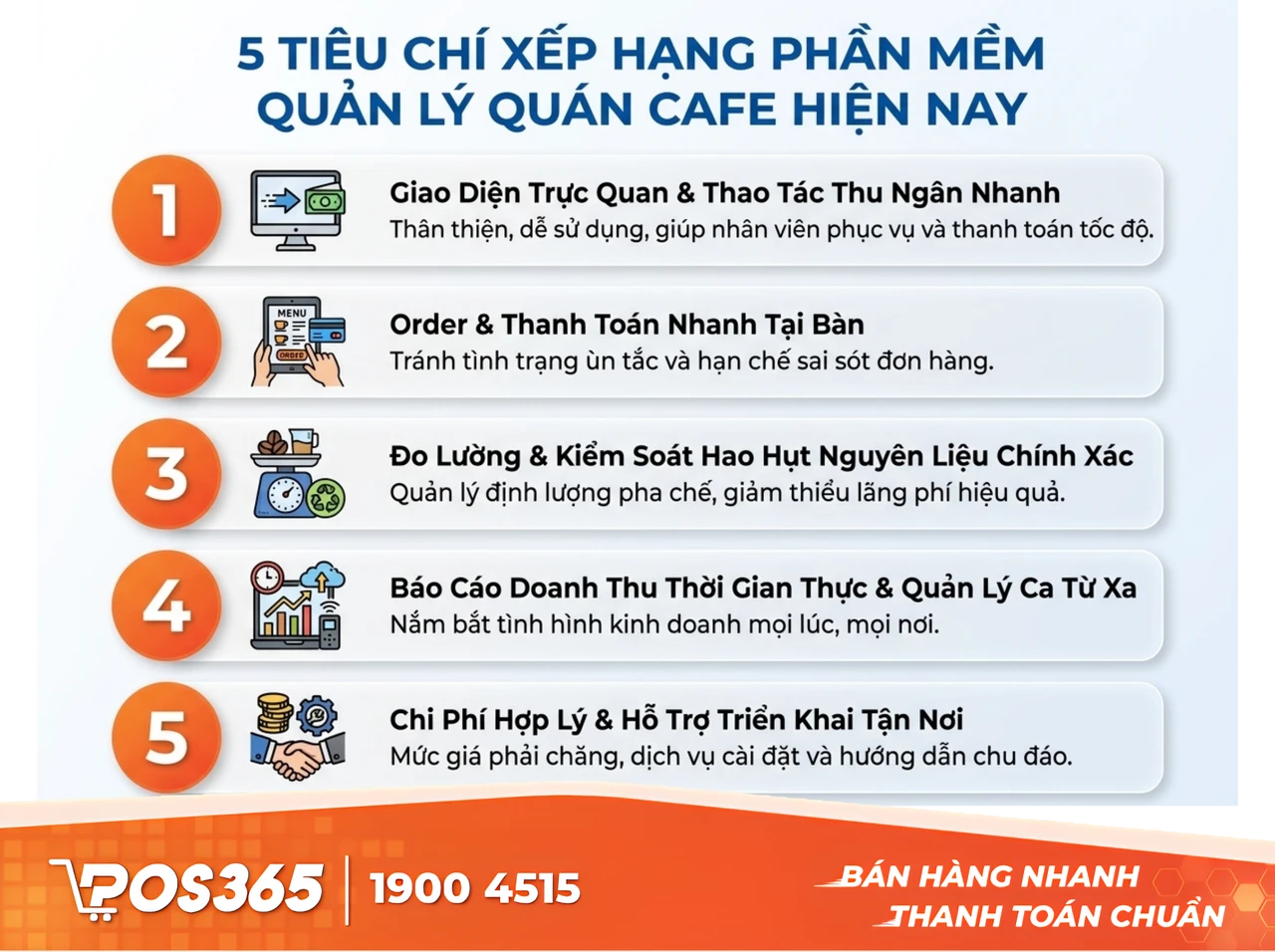 5 tiêu chí xếp hạng các phần mềm quản lý quán cà phê hiện nay