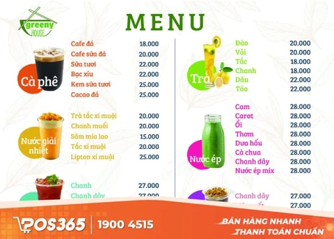 Thực đơn rực rỡ sắc màu cho các quán phong cách energy