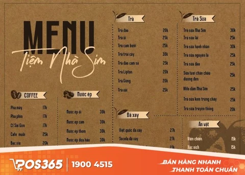 Menu cho quán cà phê đặc sản
