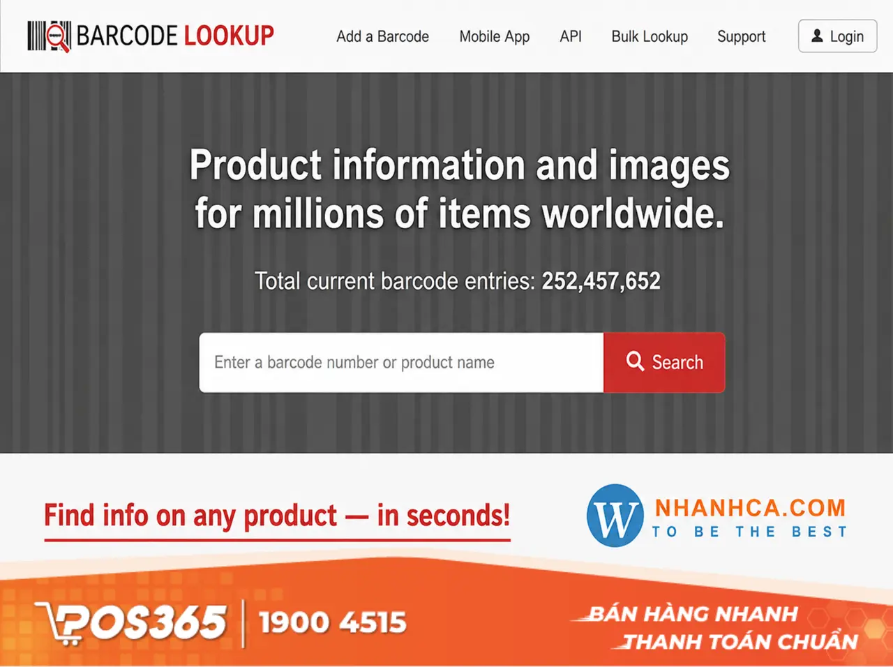 Barcode Lookup - Website tra cứu mã vạch sản phẩm quốc tế