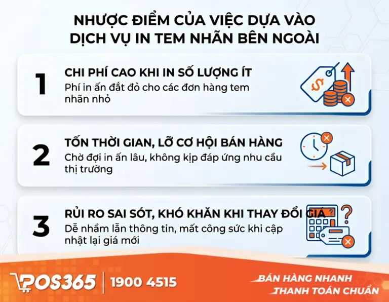 Những bất cập khi cửa hàng phụ thuộc vào dịch vụ in tem nhãn bên ngoài