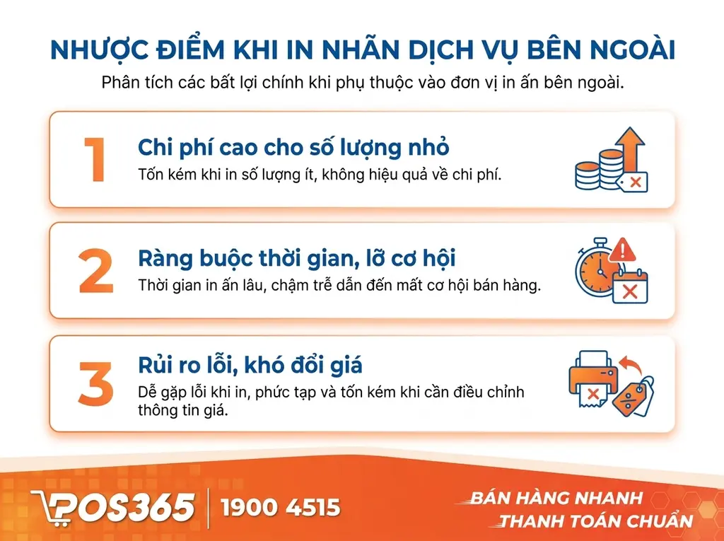 Những bất cập khi cửa hàng phụ thuộc vào dịch vụ in tem nhãn bên ngoài