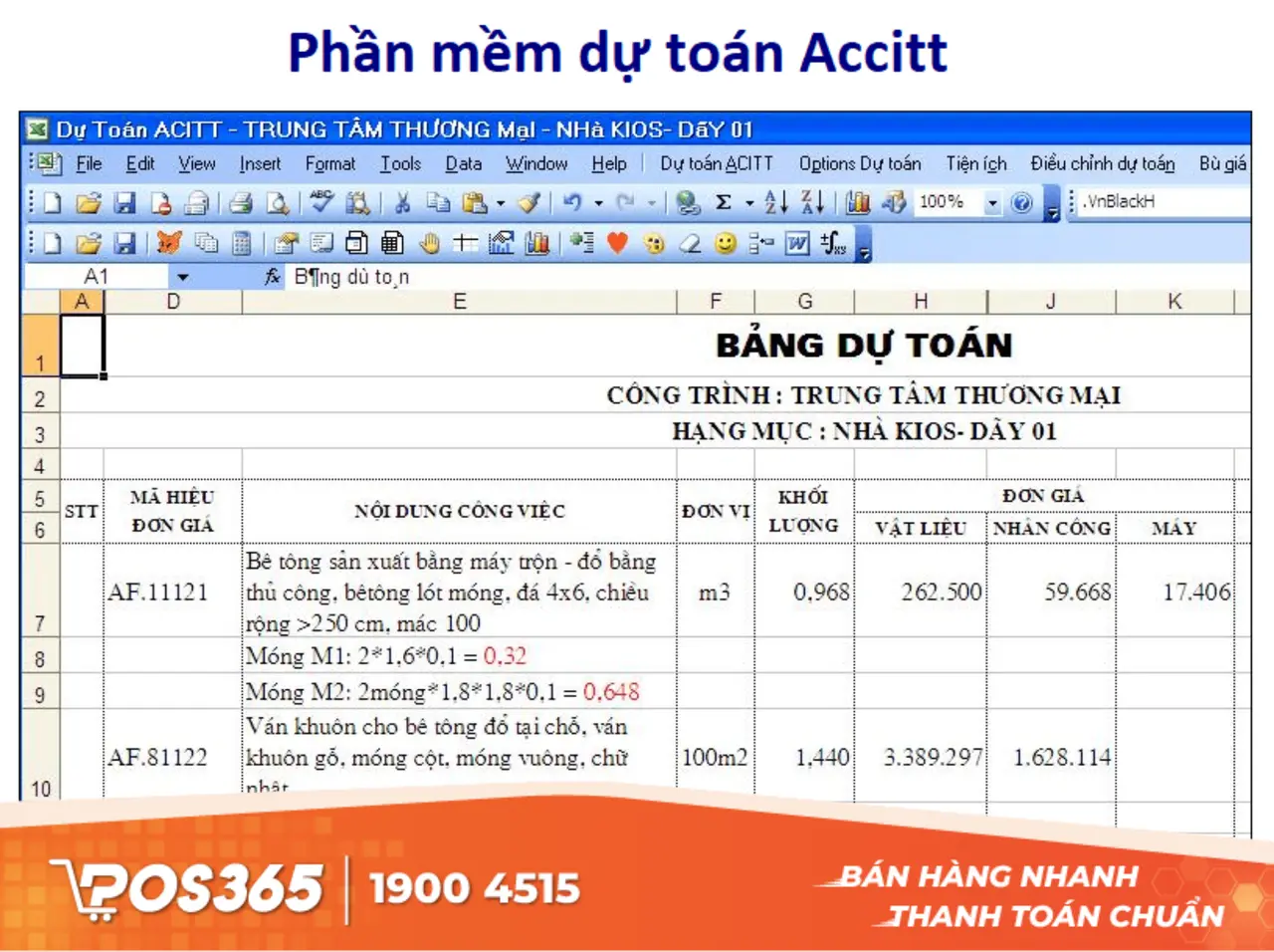 Phần mềm dự toán Accitt - Trải nghiệm miễn phí cơ bản