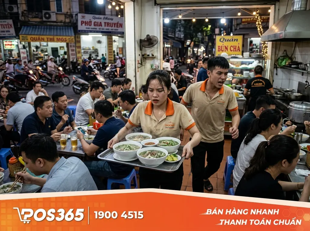 &Aacute;p lực nh&acirc;n sự chạy b&agrave;n v&agrave;o giờ cao điểm tại c&aacute;c qu&aacute;n ăn