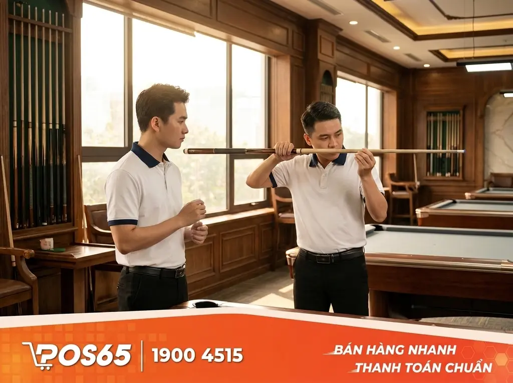 B&agrave;n giao t&igrave;nh trạng thiết bị v&agrave; gậy bida