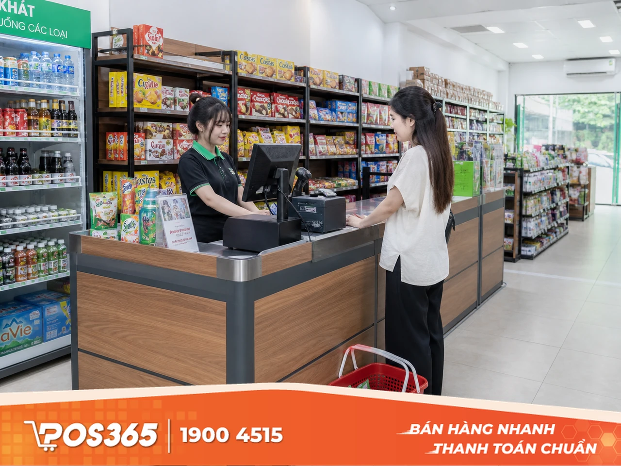 Bàn thu ngân siêu thị mini 1.2m