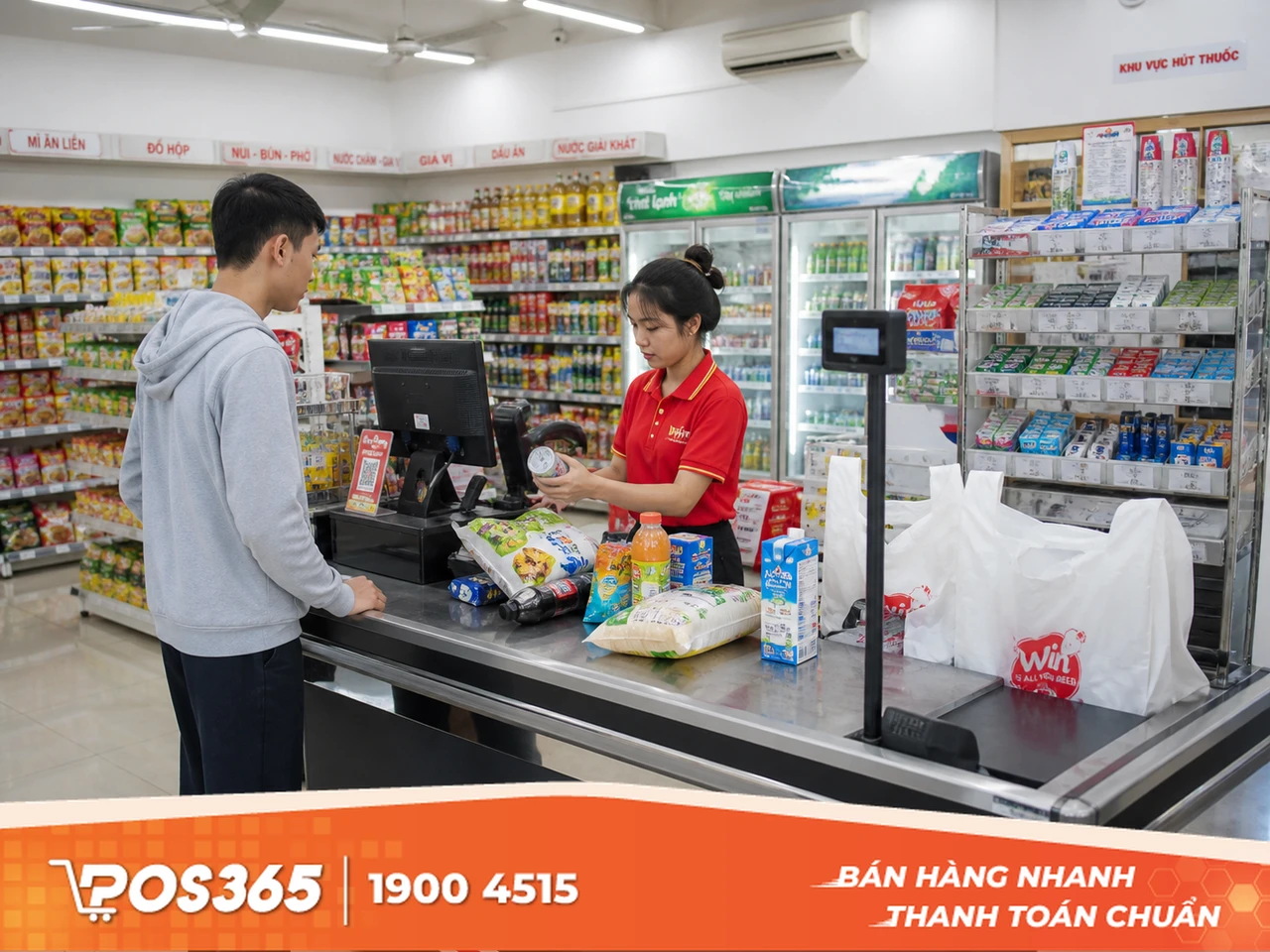 B&agrave;n thu ng&acirc;n si&ecirc;u thị, tạp h&oacute;a