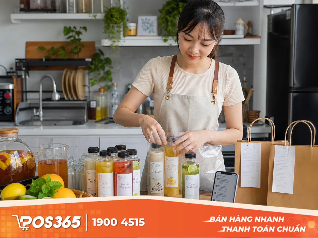 Bán trà sữa đóng chai và đồ uống detox online