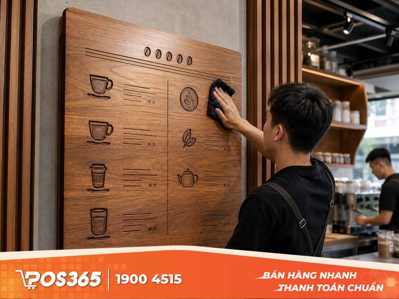 Bảng menu qu&aacute;n cafe khắc Laser cố định