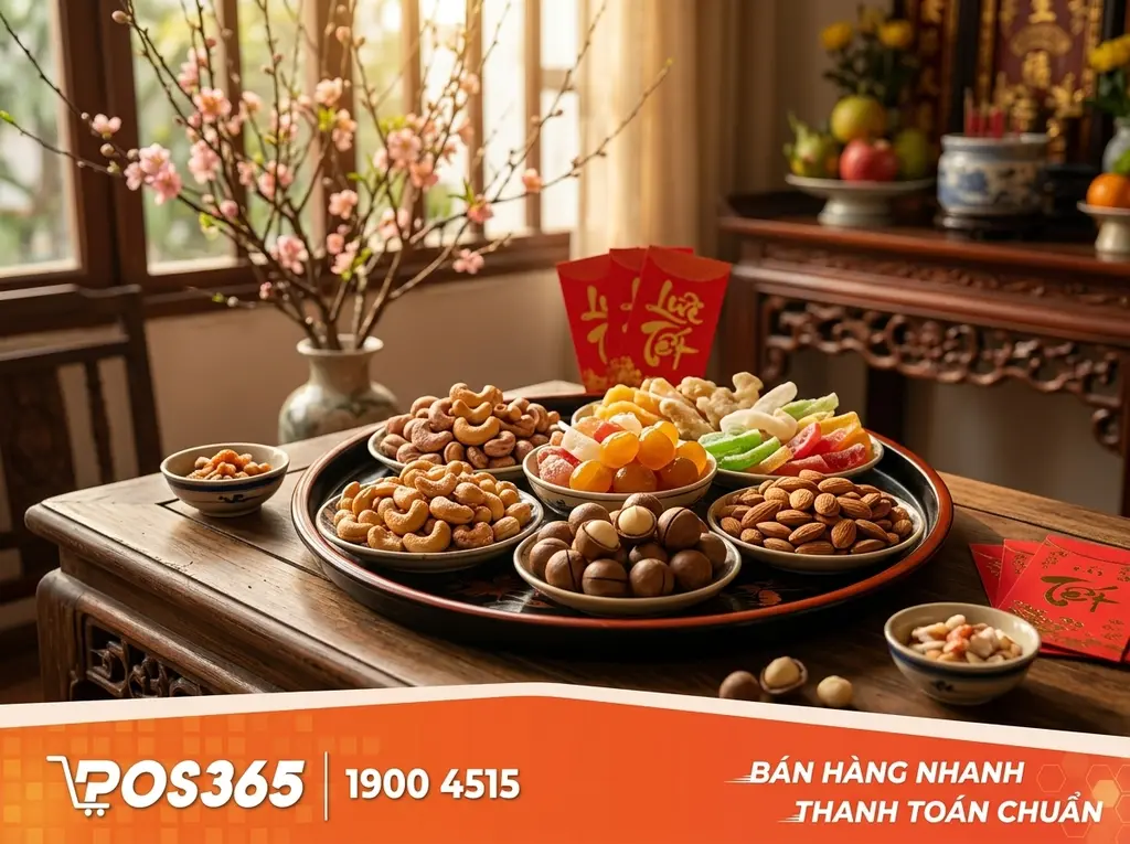 Bánh kẹo Tết, các loại hạt dinh dưỡng (Macca, điều, hạnh nhân)