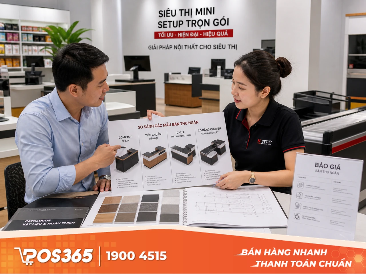 Báo giá bàn thu ngân siêu thị mới nhất 2026
