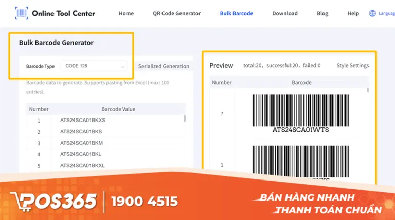 Barcode Maker - Hỗ trợ in ấn số lượng lớn