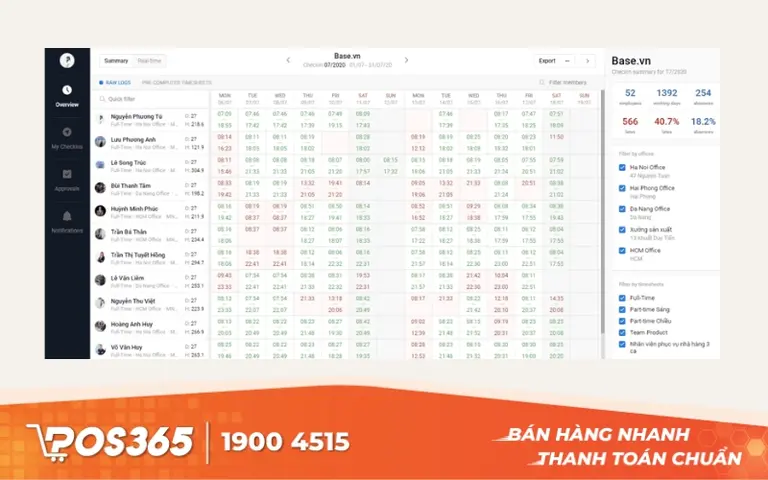 Base Checkin - Phần mềm quản lý nhân sự chấm công tính lương