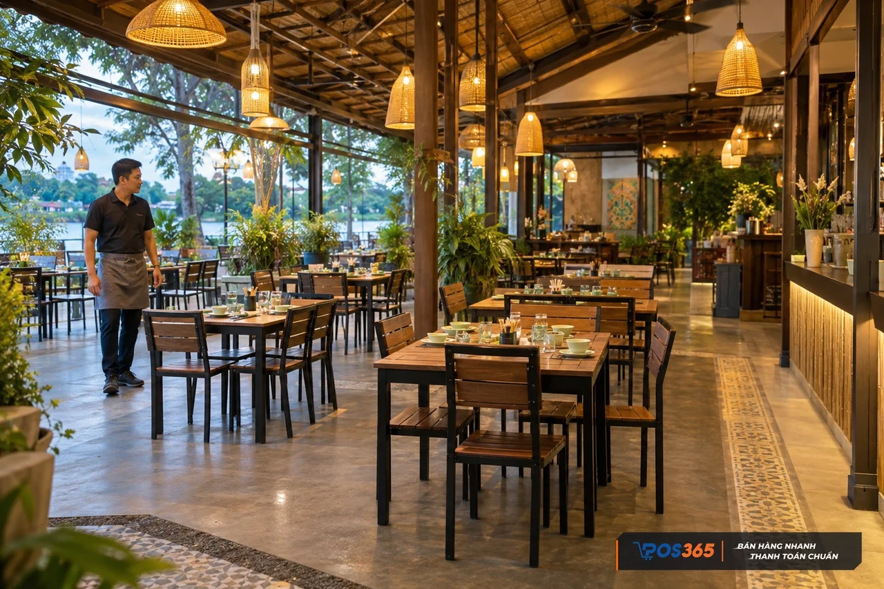 Bố tr&iacute; kh&ocirc;ng gian qu&aacute;n nhậu b&igrave;nh d&acirc;n